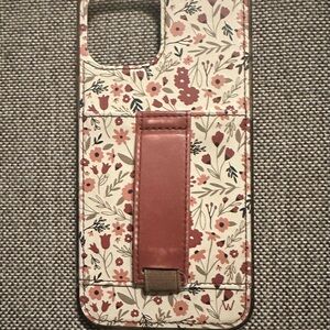 Floral Pink Wallet Phone Case with Card Holder